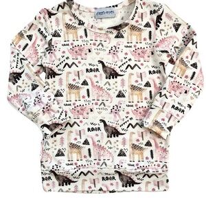 Little Eyes Prehistoric Pink Crewneck-Style Long-Sleeve
